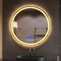 Round LED Smart Wall Mounted Bathroom Mirror With Body Induction Anti-Fog Bluetooth Function Bath Makeup Vanity Mirror