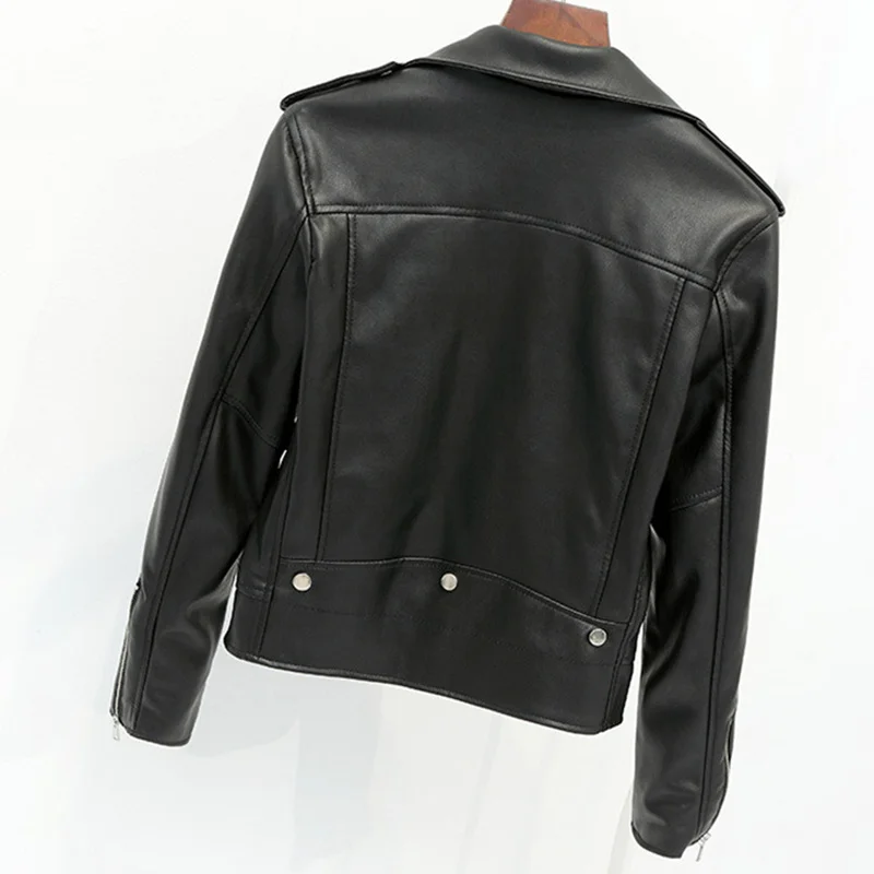

and spring autumn new ladies pu short motorcycle clothing leather jacket large size