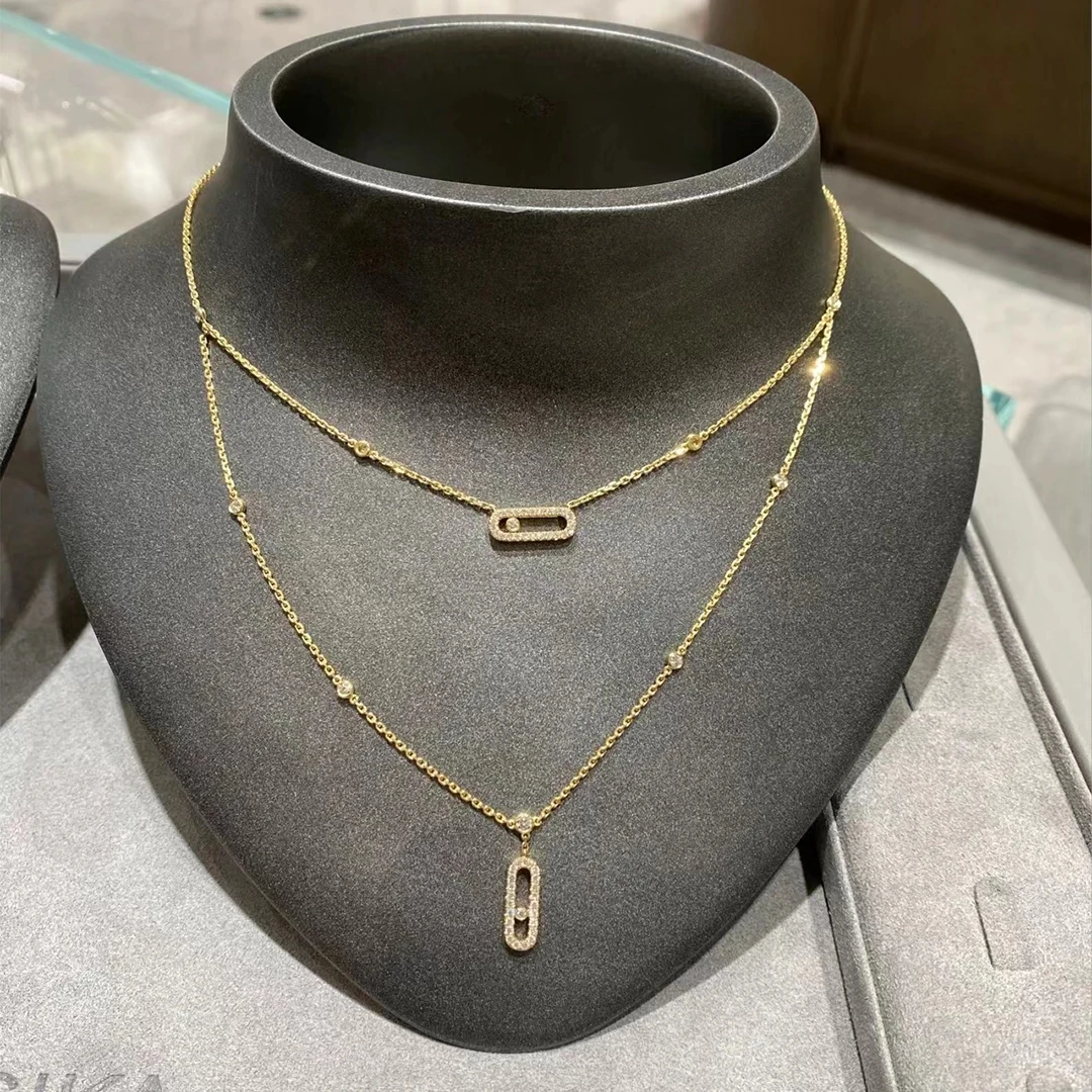 

100% 925 Sterling Silver Double Layer Pendant Female Necklace. 1: 1 Original French Luxury Jewelry. From The Holiday Gift
