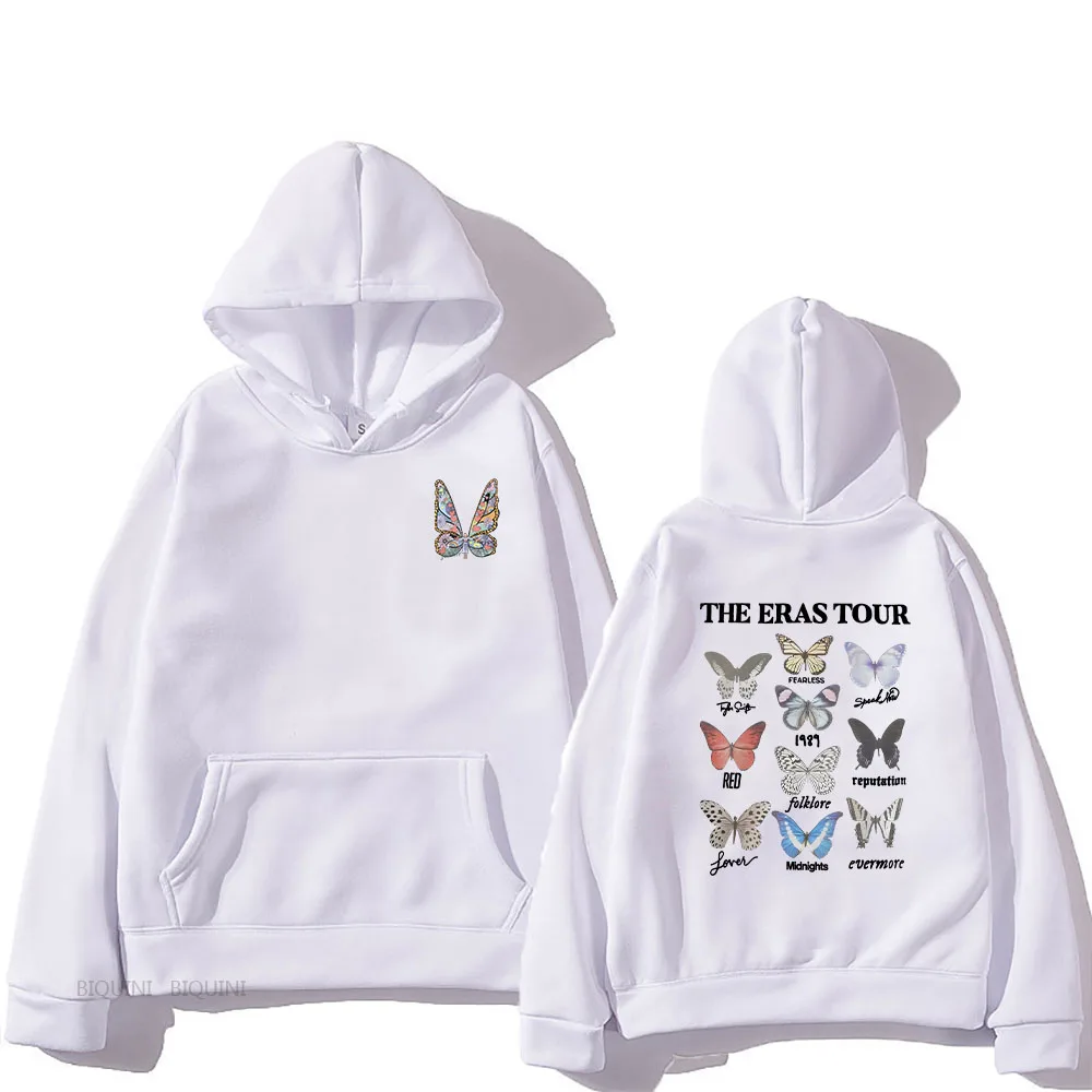 

The Eras Tour Karma Is A Cat Hoodies Men Beautiful Butterfly Printed Sweatshirts Round Neck Long Sleeve Tees Winter Autumn Coat