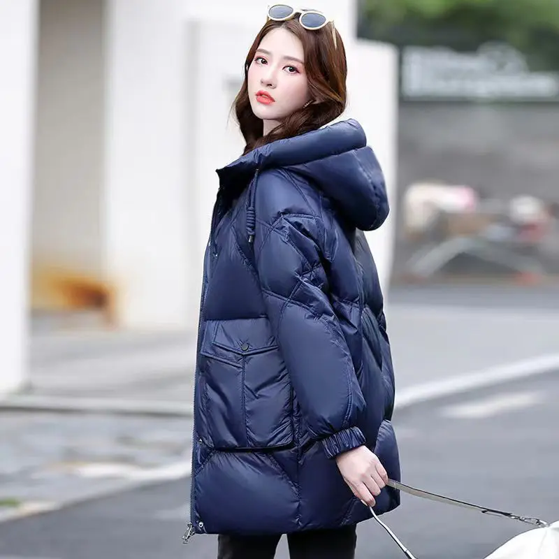2022 Winter Jacket Parka Mid-Long down padded jacket women's Overcoat Thick Padded Jacket Warm Hooded Outwear ladies Vintage