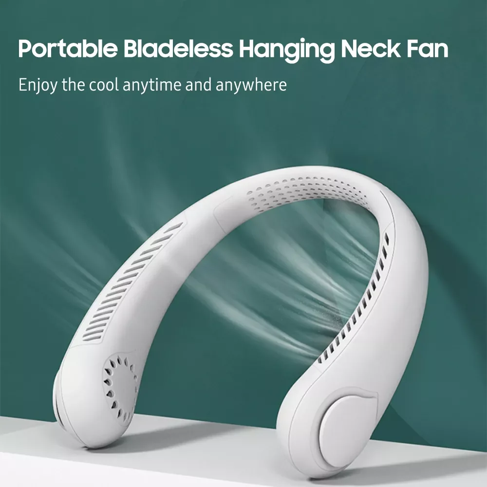 U-shape Air Fan Cooling Portable Neck Fan Wearable Head Bladeless Fan 3-Speed 1800mAh Personal Rechargeable Fan Hands Free