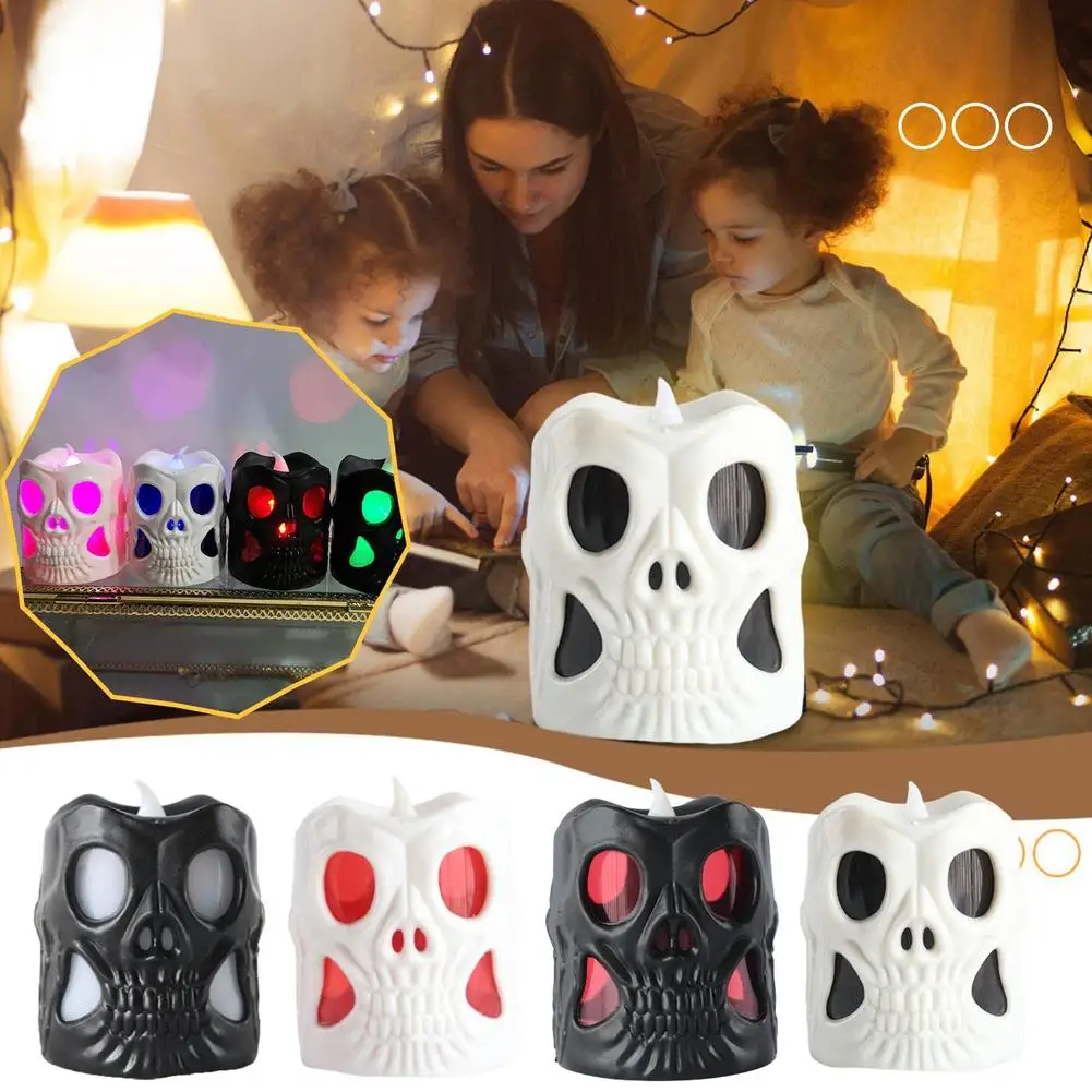 

Halloween Decor Skull Headlights Colorful LED Haunted Small House Lights Props Lights Lights Pumpkin Horror Party Night Can C9P0