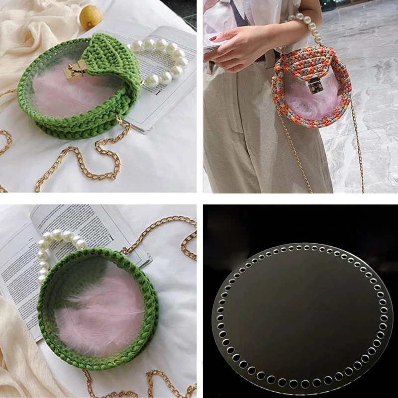 

2pcs/Set 10cm-12-15-18-20 Round Shape Clear Acrylic Transparent Base Mould For Knit Bag Findings 5 Size Option