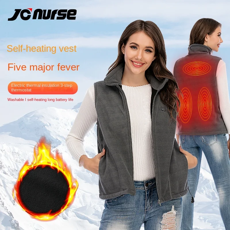 

heater,power bank, power bank Men's and women's winter fleece thermal vest USB heating vest gadgets pour garder au chaud,