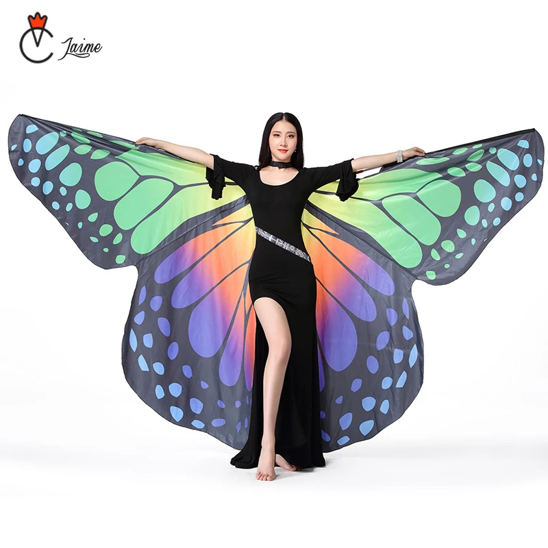 

Performance Dancewear Stage Props Polyester Cape Cloak Dance Fairy Wing Butterfly Wings for Belly Dance (with Sticks and bag)