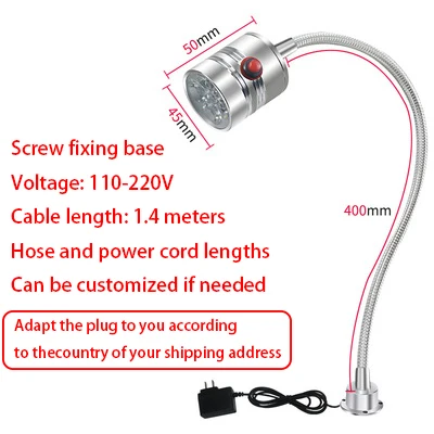 

Рабочее освещение, супер яркий прозрасветильник свет, 110-220 В, 5 Вт, светодиодный регулируемый шейный фиксированный базовый светильник, можно настроить