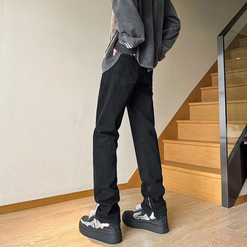 Spring Black Jeans Men Slim Fashion Harajuku Casual Zipper Straight Jeans Men Streetwear Hip-hop Denim Pants Mens Trousers S-2XL