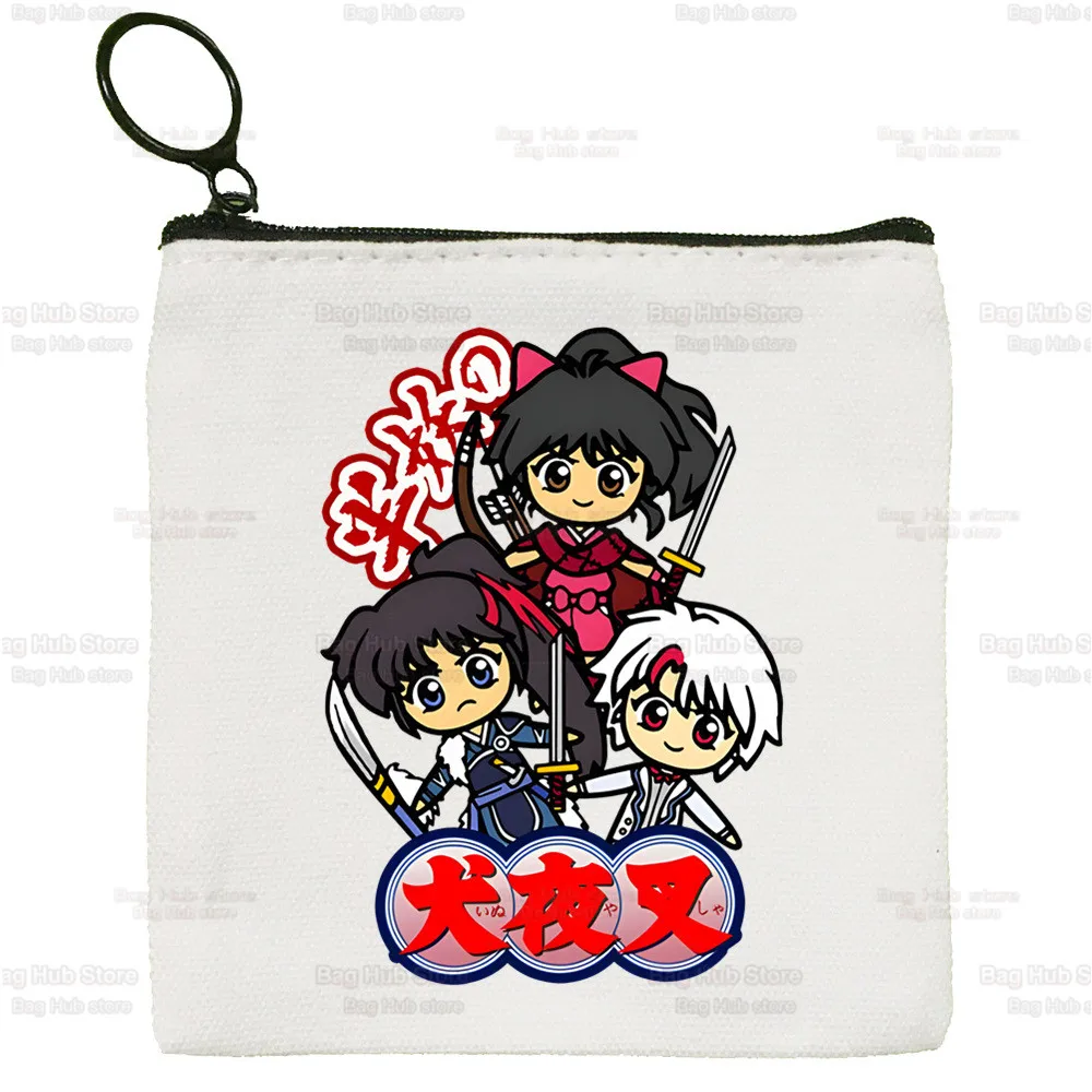 Feudal Demon Inuyasha Canvas Coin Purse Sesshoumaru Kagome Higurashi Anime Canvas Bag Small Wallet Zipper Key Bag Hand Gift