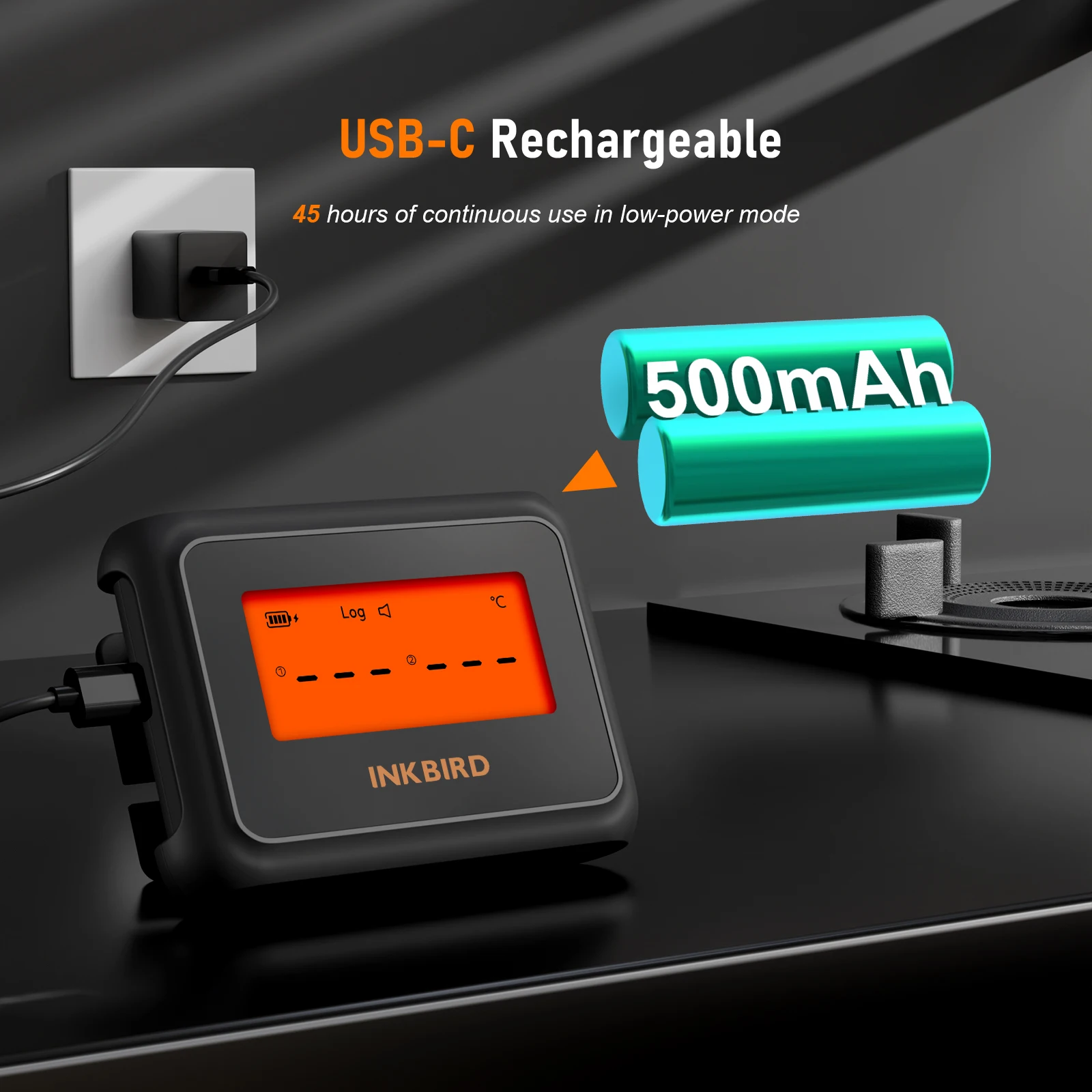 Фото INKBIRD IDT-22-B Умный Bluetooth термометр для еды и мяса с двойным зондом и приложением HD ЖК-дисплей с сигнализацией температуры для духовки для приготовления барбекю №3