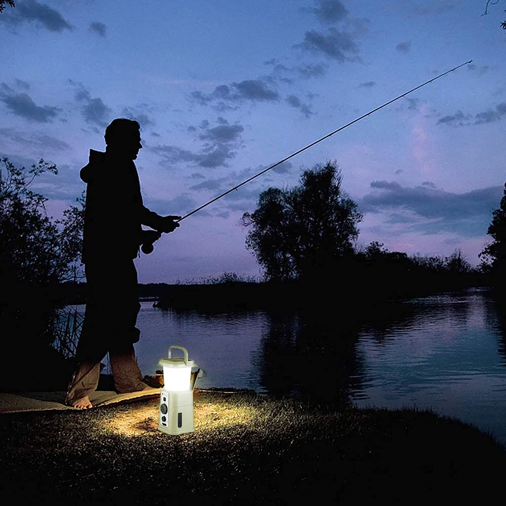 

Ручная кривошипная лампа водонепроницаемый ручной радиоприемник с 3 режимами освещения, зарядка от солнечной батареи для экстренного отды...
