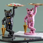 Скульптура французского бульдога, домашний декор, статуя в скандинавском стиле, Современная Статуэтка собаки из смолы, держатель для ключей, стеклянная тарелка для закусок, поднос для конфет