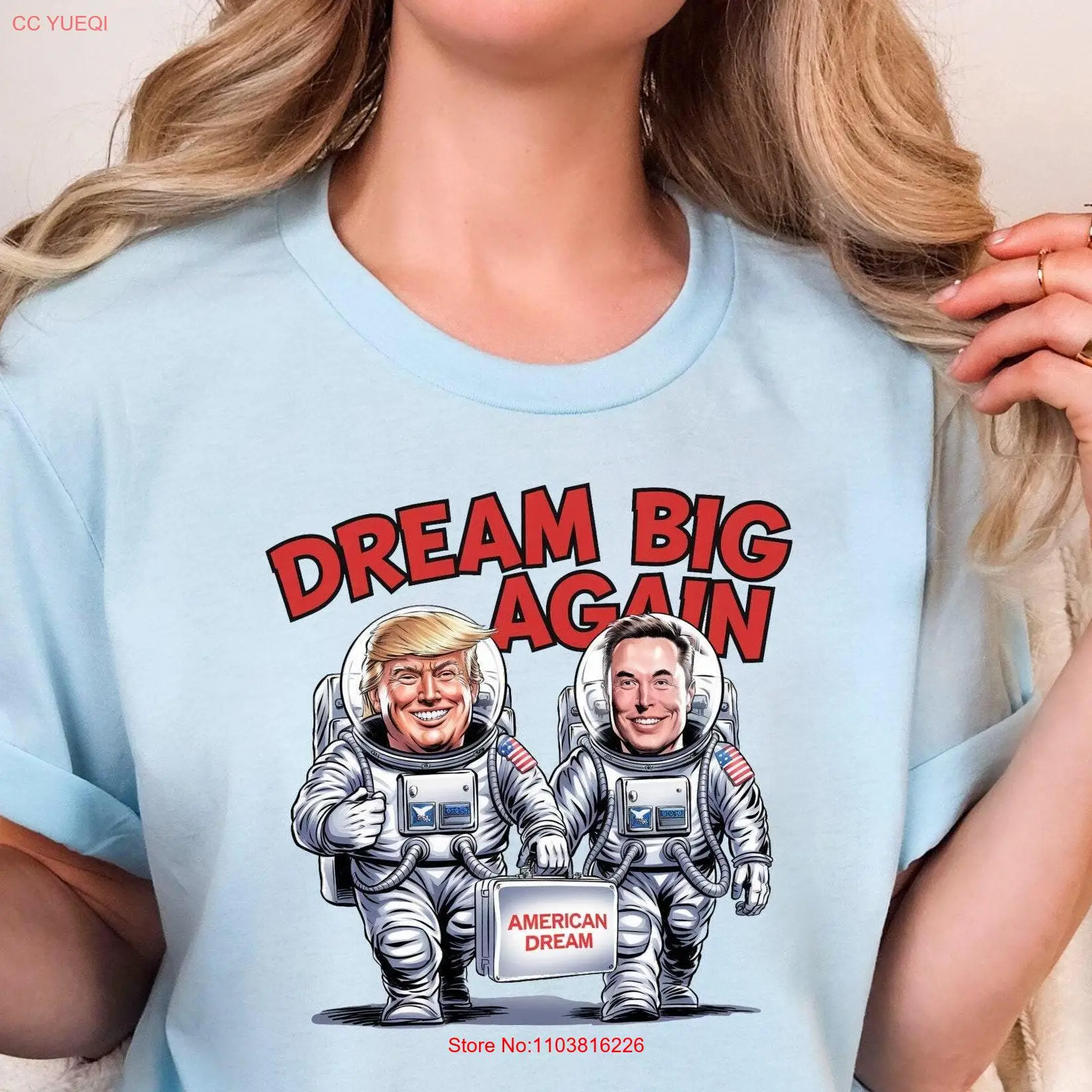 Футболка Trump Elon Dream Big Again AstronauT Musk Space Мотивационная вдохновляющая космическая