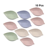 10pcs wheat straw leaves sauce salt dish bowl leaf candy snack dish baby kid rice bowl plate tableware food fruit container box