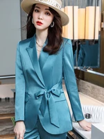 korean spring dress large office womens dress business white collar formal dress professional dress blue suit pants