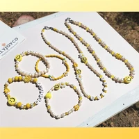 2022 new fashion women bohemia smiling face flower pearl splicing necklace women summer smiling face flowers pearl bracelet