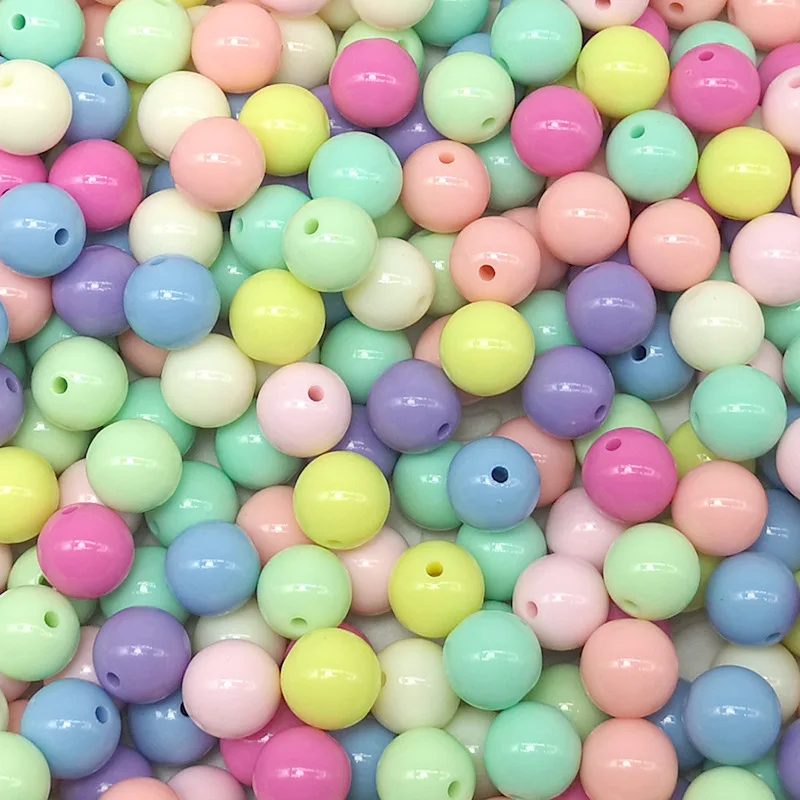 

50pcs/lot Acrylic Beads For Jewelry Making Macaron Solid Color Beads Round Beads DIY Bead Making Handmade Plastic Loose Beads