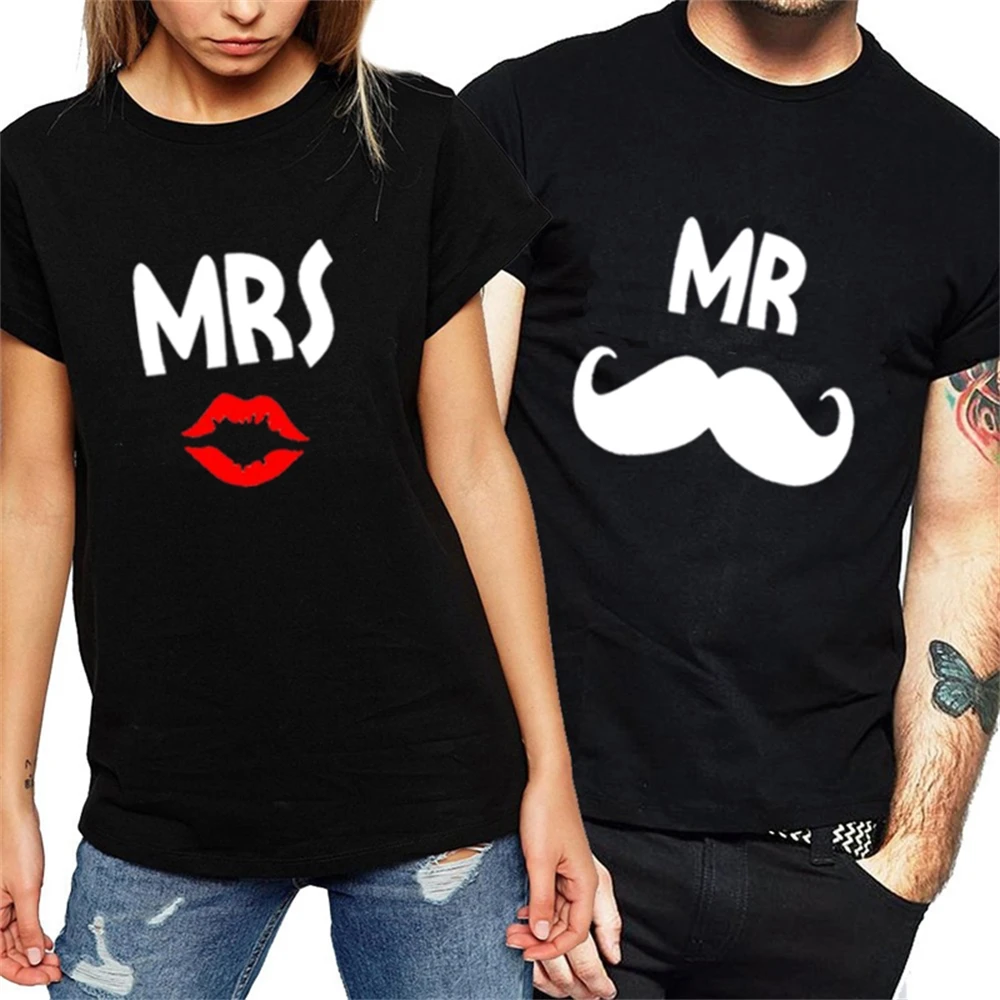 

Women Lover T-shirt Tops O-neck Tees Cool Short Sleeve Couple Clothes Summer Couple T Shirt for Lover Letter Print