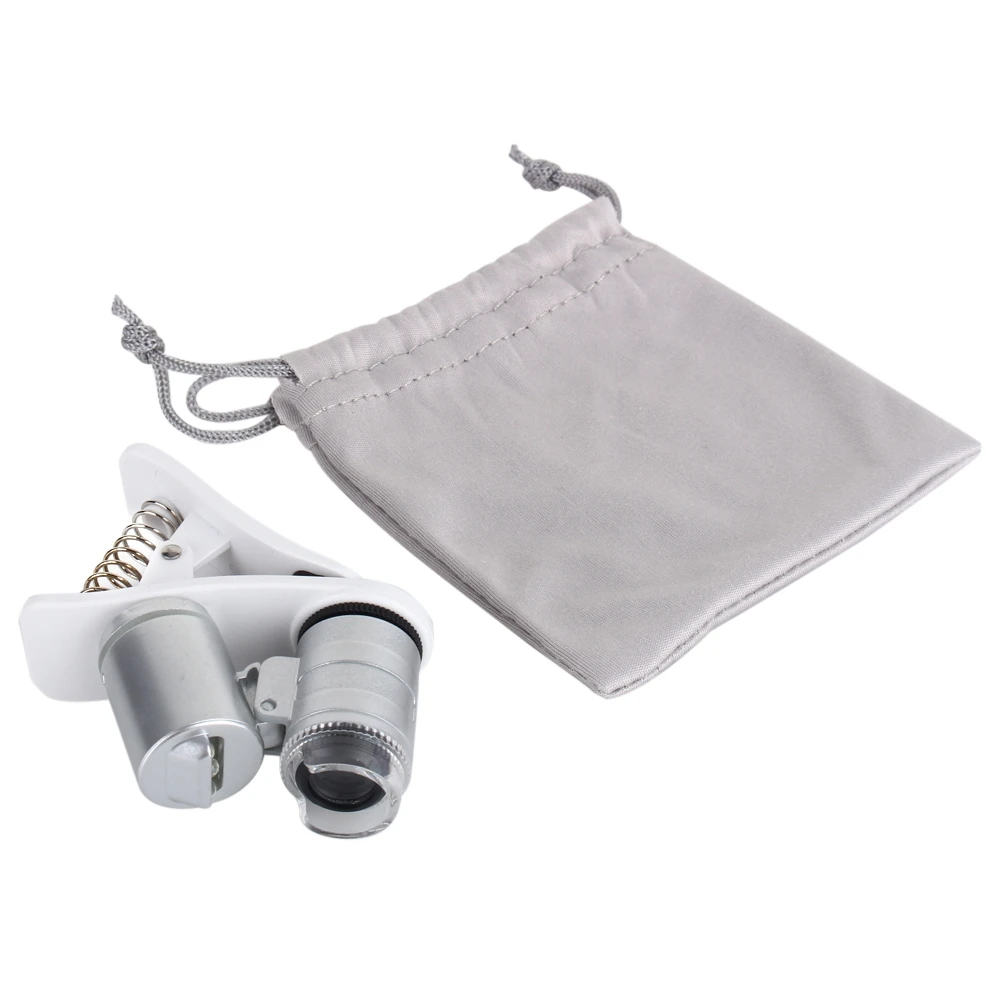 

60X Magnifying Glass Mobile Phone Lens Camera LED Microscope Magnifier with Clip For iphone 1 1