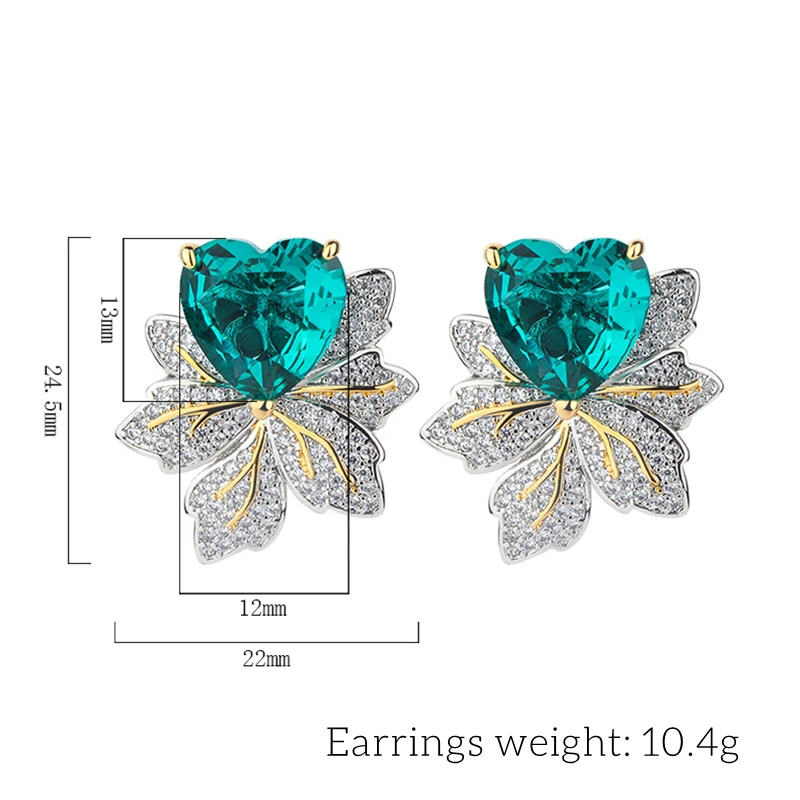 S925 розовые серьги в форме сердца из высокоуглеродистого алмаза Форме Кленового