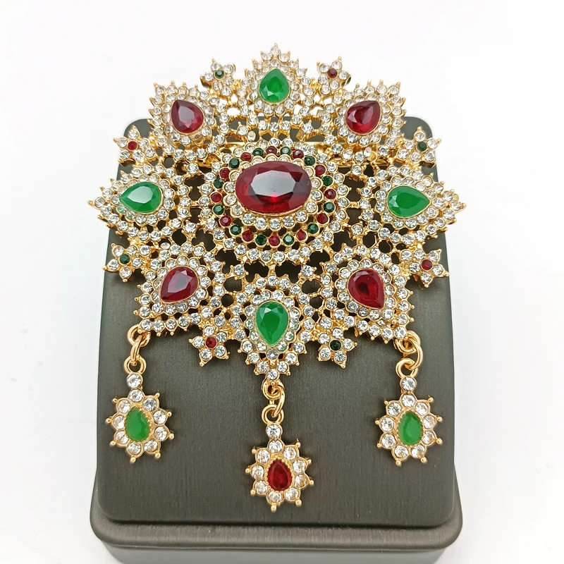 

Algeria Crystal Brooch Moroccan Fashion Tassel Large Pin Elegant Ladies Long Sleeve Bridal Gift