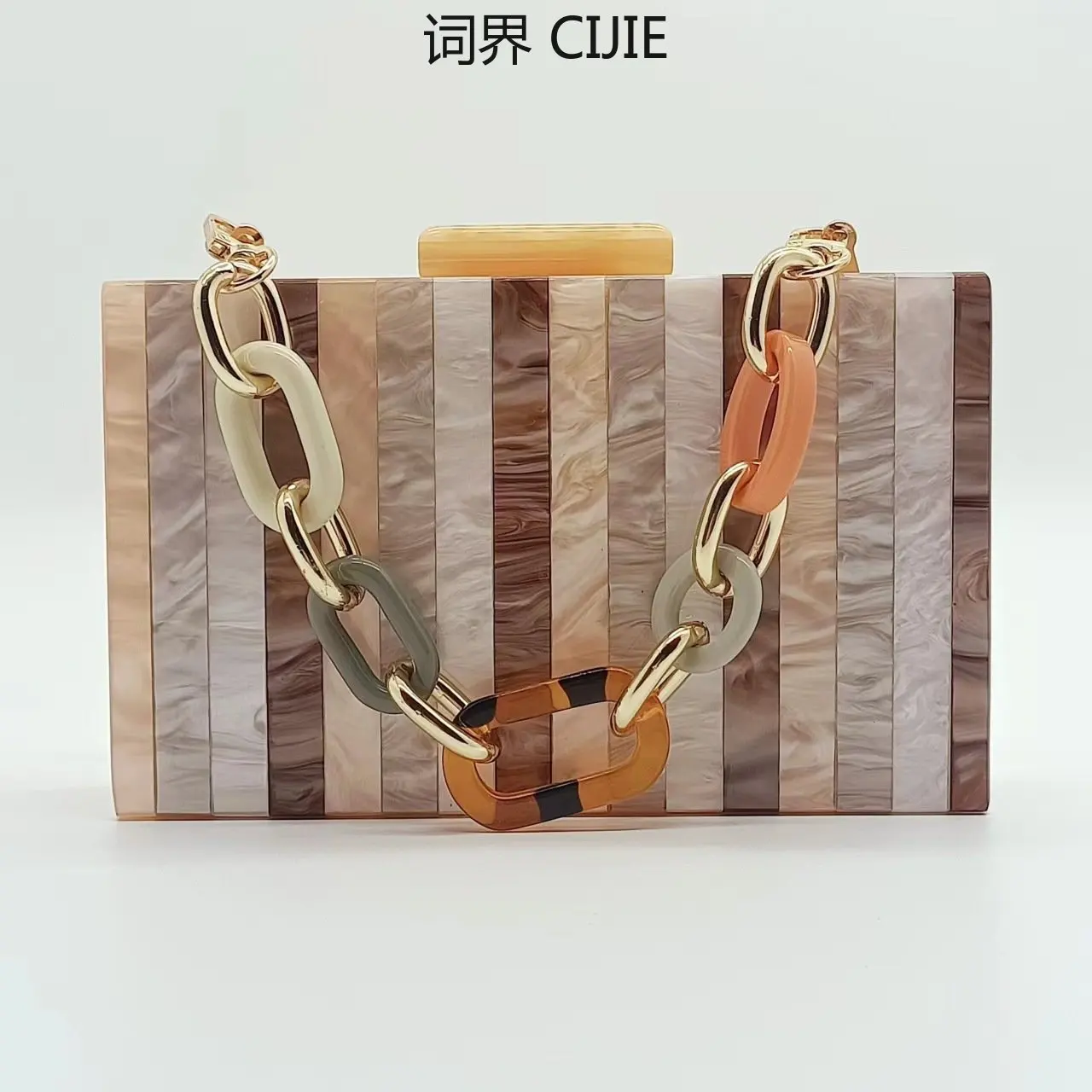 

CIJIE New Acrylic Evening Bag European and American Fashion Stitching Clutch One Shoulder Crossbody Box Bag Women Handbags