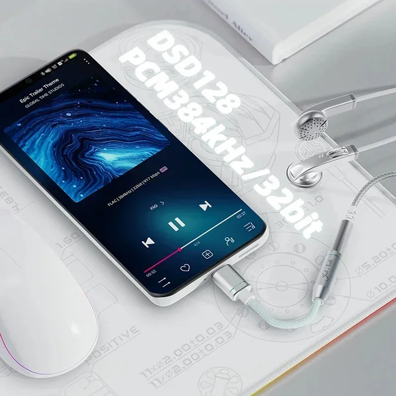 Фото FIIO JadeAudio JA11 HI-RES Тип C на 3,5 мм Аудиоадаптер для наушников USB ЦАП Аудиокабель для телефонов №4