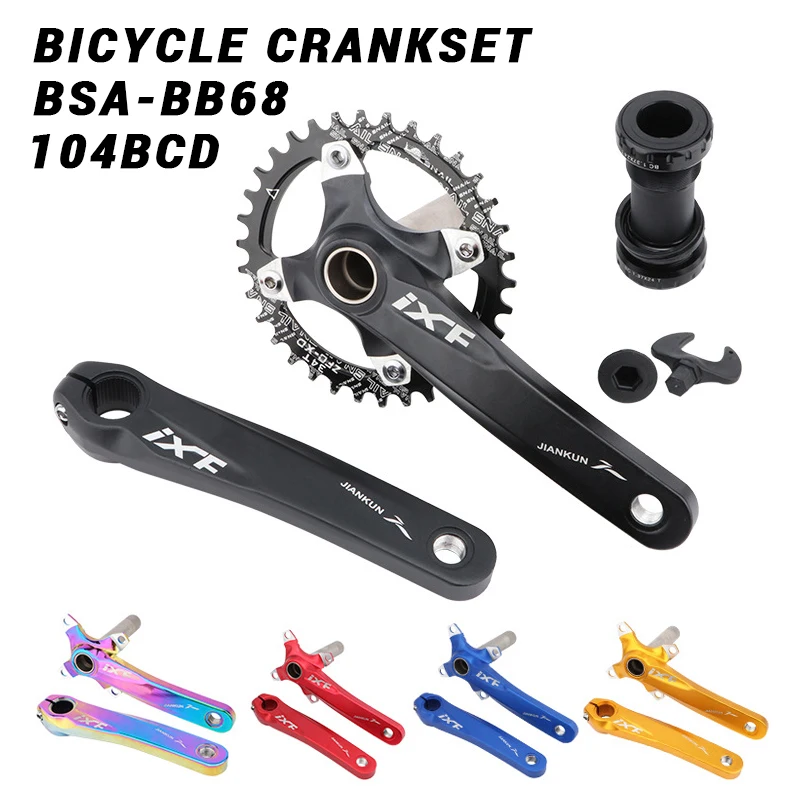 

IXF Bicycle Crankset 170mm Color Crank Wide Narrow Teeth Chainring 104BCD 32/34/36/38T For MTB Crankset