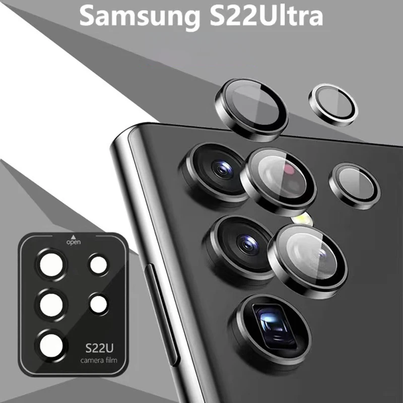 

For Samsung Galaxy S22 Ultra Camera Lens Protectors Metal Camera Ring Case Tempered Glass For Samsung S22Ultra 5G Protective Cap