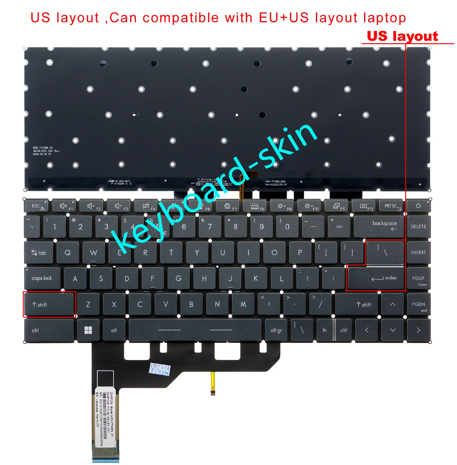 

Новая клавиатура с американской подсветкой для ноутбука MSI вермит E14 A11SCS/A11MT/B11SCT(MS-14C4/14C5)