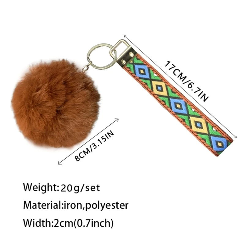 U90C милый плюшевый кулон с помпонами брелок для ключей мягкий декор