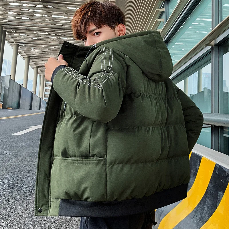 Autumn and Winter Padded Jacket Men's Jacket Youth Padded Jacket Hooded Padded Jacket Large Size Thick Coat