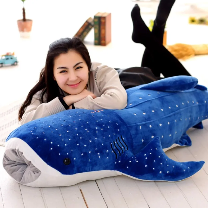 150cm Large Size Soft Shark Plush Toy Big Creative Blue Whale Stuffed Soft Shark Sea Fish Plush Pillow Lovely Children Baby Doll