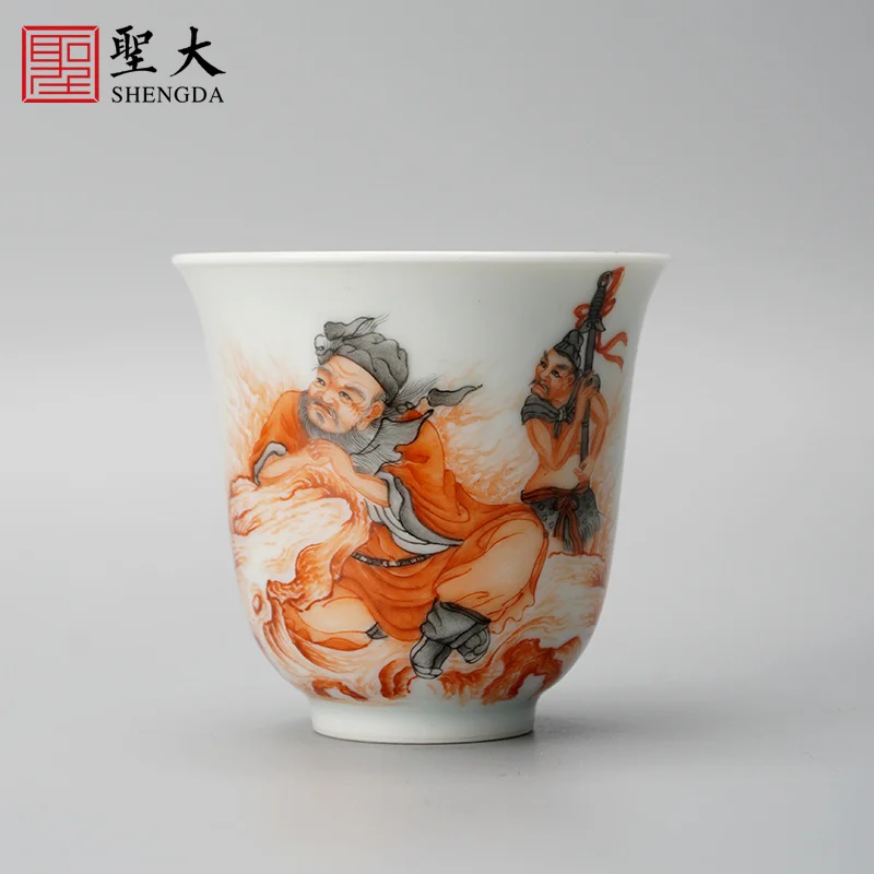 

Shengda керамическая алюминиевая красная чашка-Благословение от Чжун Куй-удерживающая чашка Jingdezhen керамическая стандартная чайная чашка Один...
