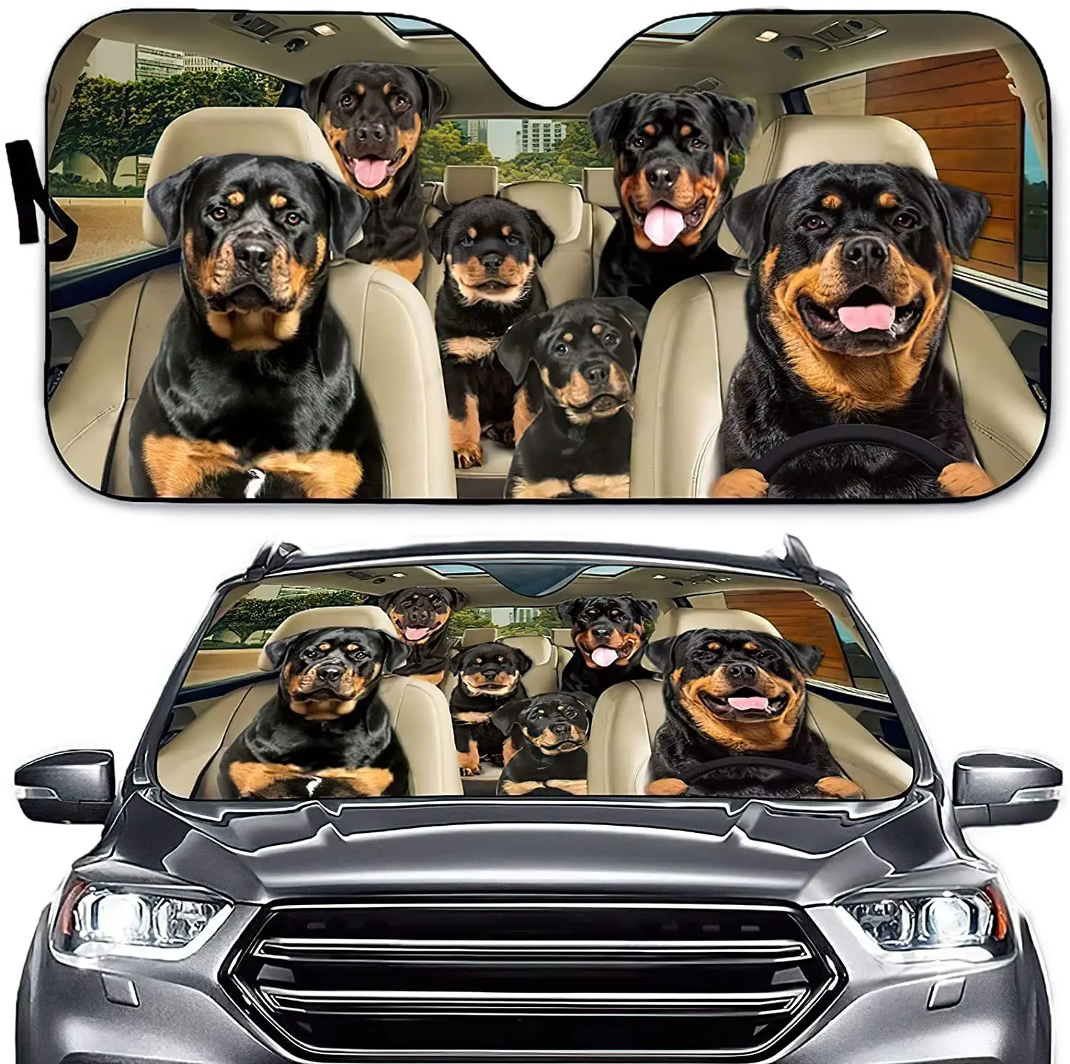 

Cute Rottweiler Puppies Driver Car Auto Sunshade, Rottweiler Car Windshield Sunshade, Dog Lover Sunshade Car, Front Windshield S