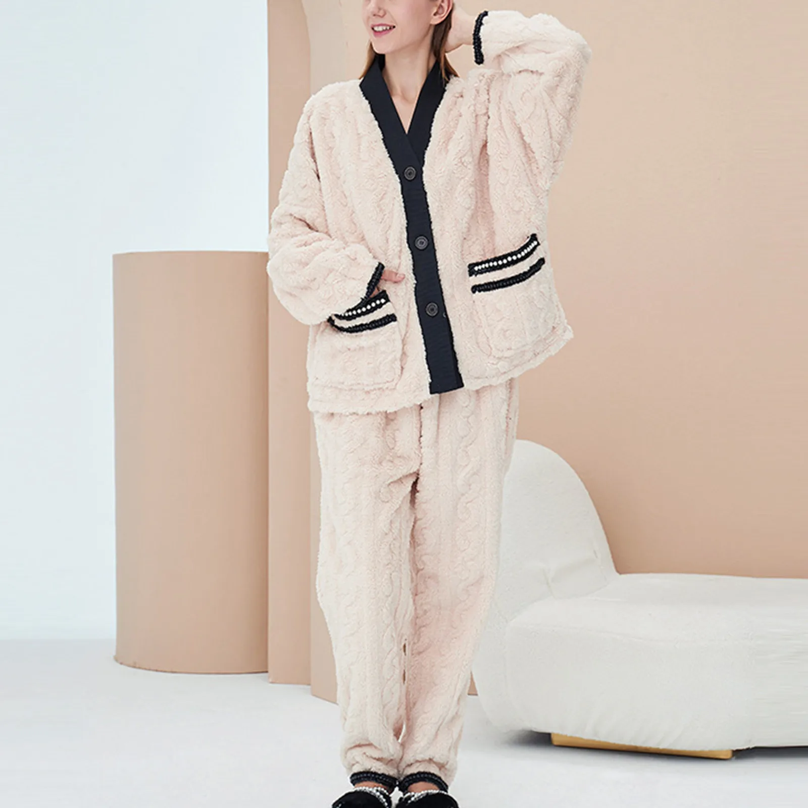 

2023 Winter Warm Flannel Women Pyjamas Sets Thick Coral Pijamas Women Fleece Pajama Thick Flannel Long Pajamas Set for Couples
