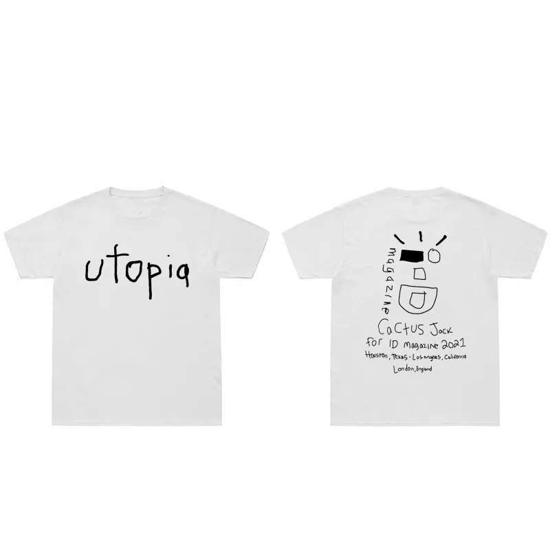 

Cactus Jack Wink Utopia T Shirt Hot Rapper Men Women Letter Graffiti T Shirts Streetwear Oversized T-shirt Hip Hop Harajuku Tees
