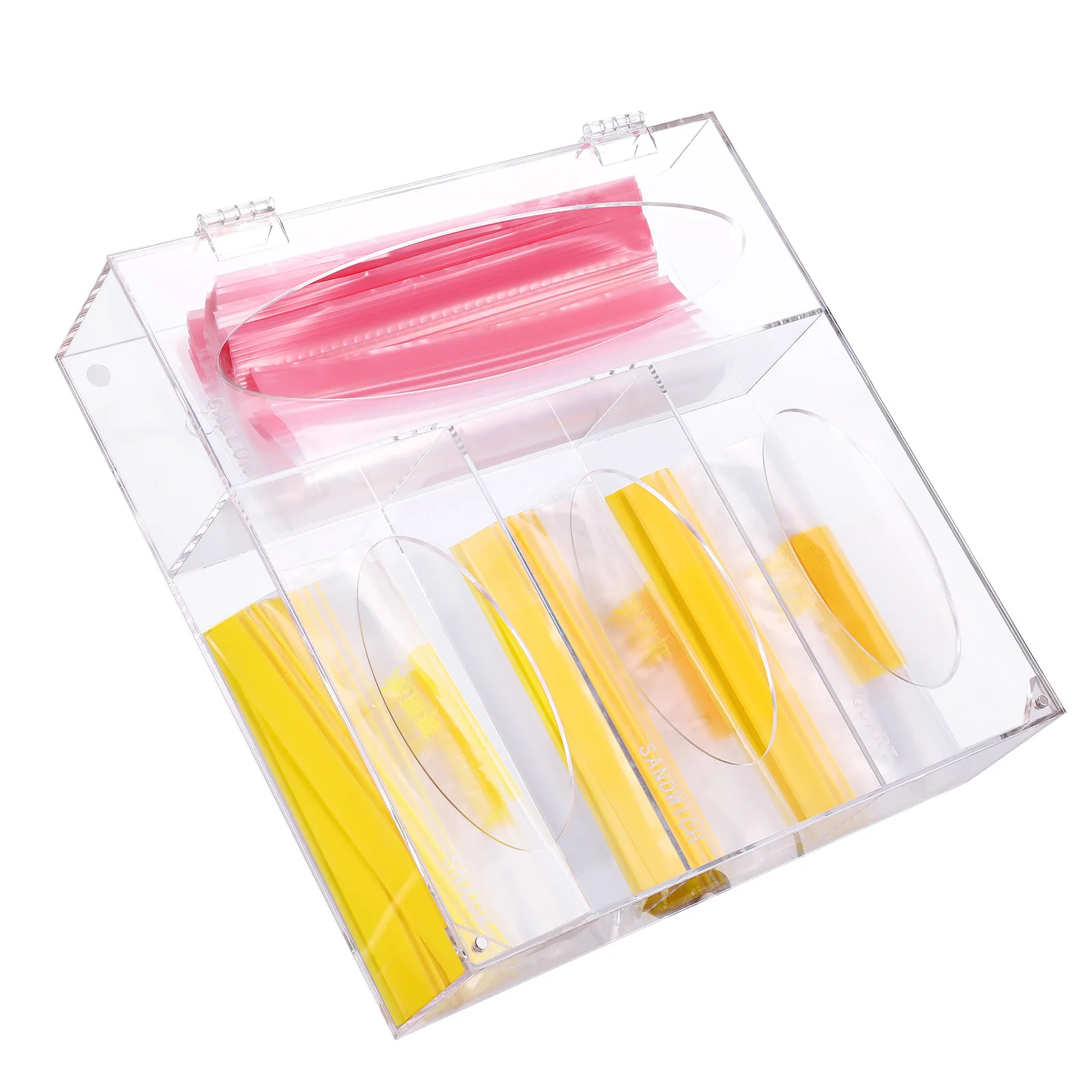 

Сумка для хранения продуктов питания Органайзер, акриловый пластиковый пакет, держатель для кухонного ящика, большой контейнер для галлонов, пакет для закусок разных размеров