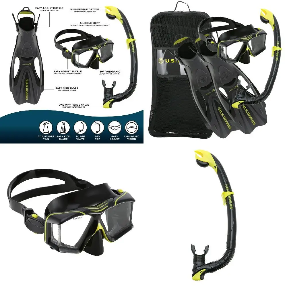 

Premium Quality Black Adult Full Face Mask Gear Bag Scuba Diving Snorkeling Set with Medium Fins Included