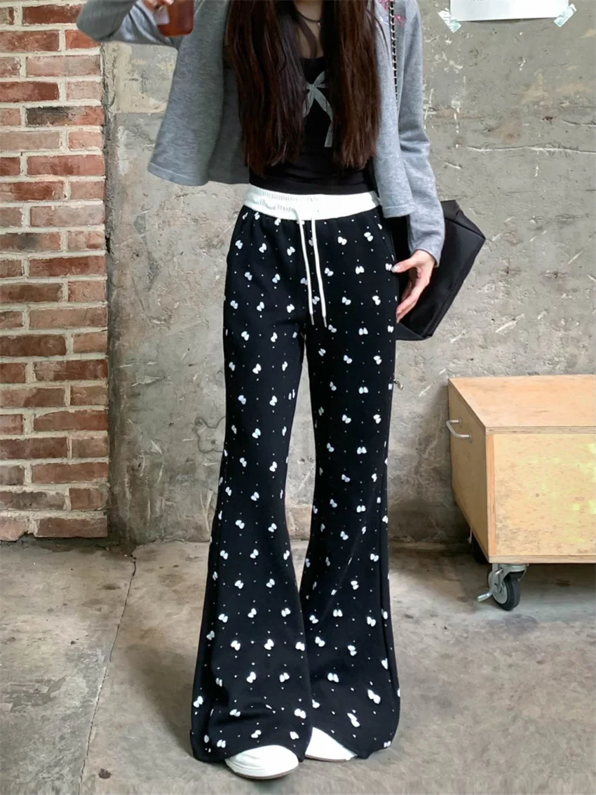 Женские свободные расклешенные брюки PLAMTEE с цветочным принтом повседневные