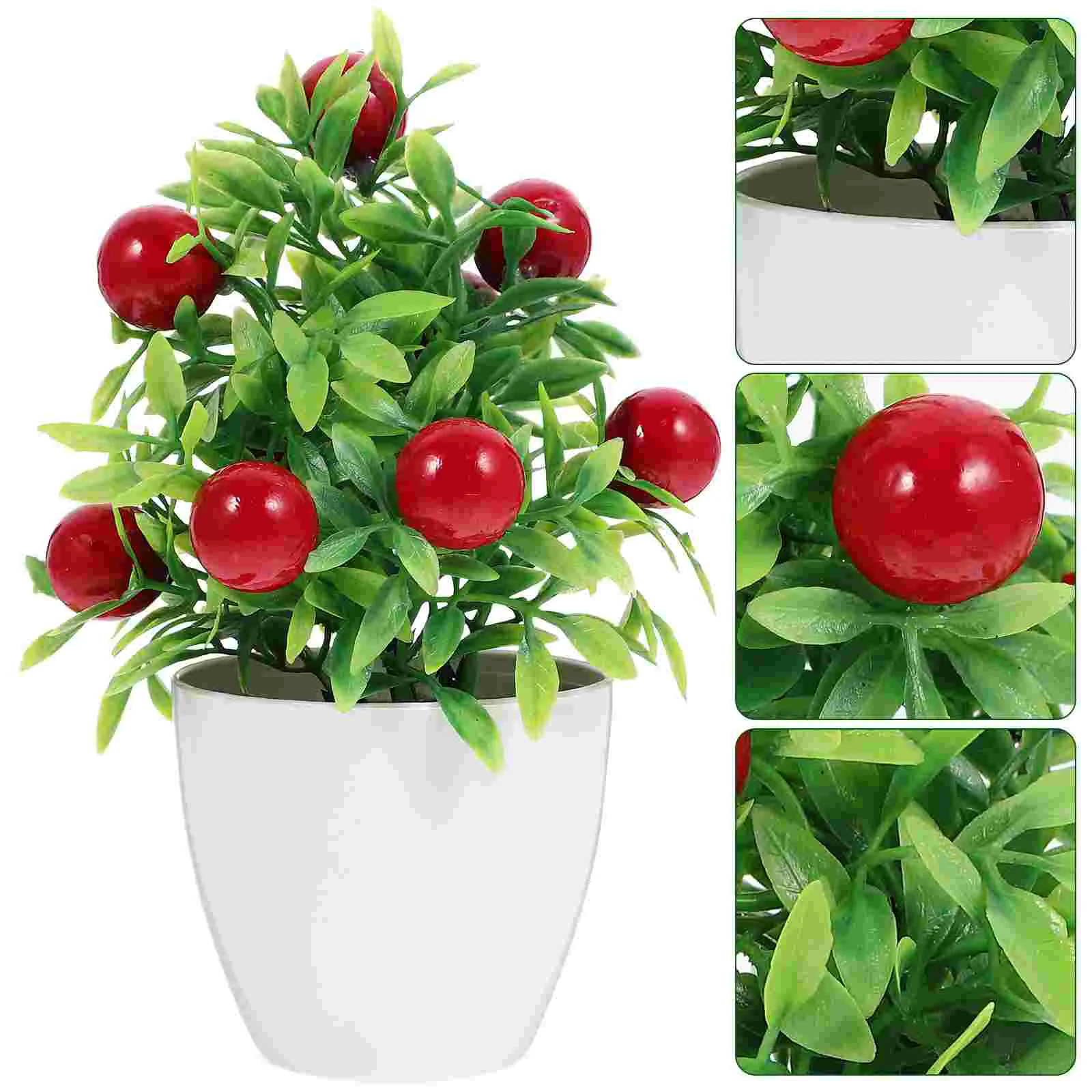 

2 Pcs Fruit Tree Model Artificial Potted Props Kitchen Decor Bonsai Plastic