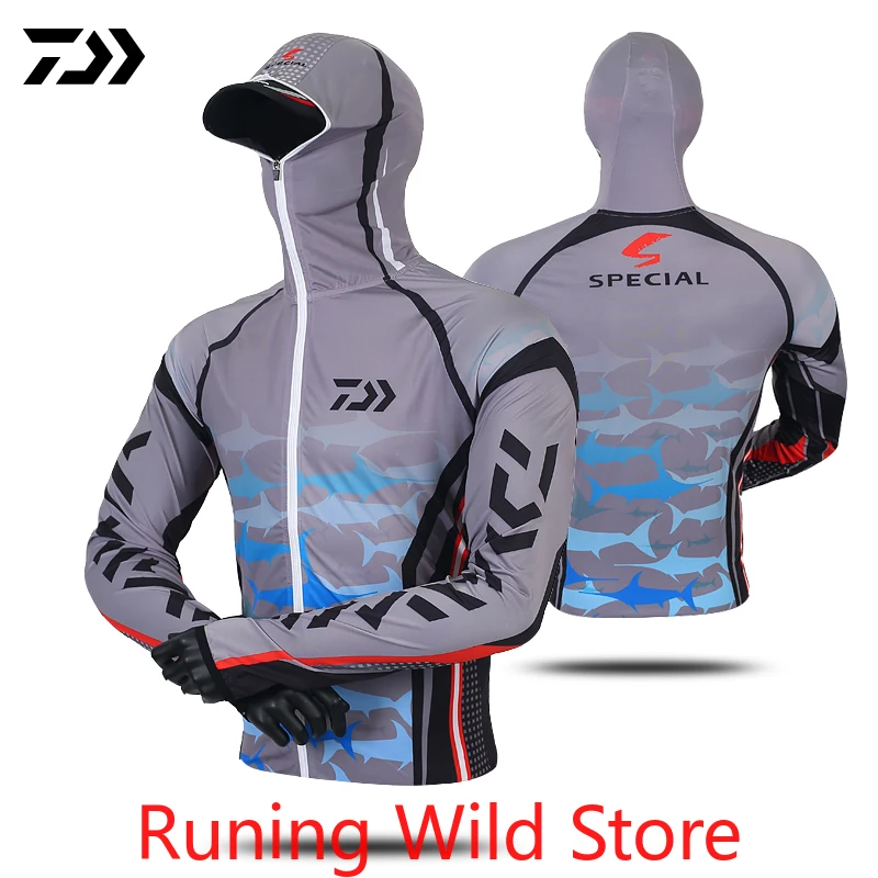 

A Professional Fishing Hoodie Anti-UV Sunscreen Sun Protection Face Neck Fishing Shirt Breathable Quick Dry Fishing Clothes