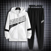 2022 new tracksuit set 2 piece men casual long sleeve sweatshirt sweatpants cardigan streetwear hip hop fashion sports suit 5xl