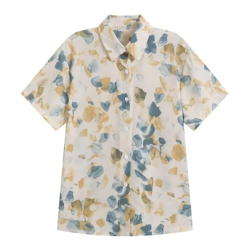 Рубашка оверсайз с цветочным принтом и коротким рукавом в стиле ретро