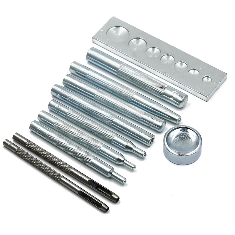 

New 11PCS Snap Rivet Fastener Buttons Installation Tool Kit For DIY Leather Crafts Hand Punch Tool Set DIY Material Accessories