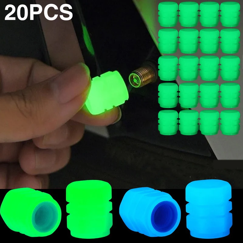 

2-20Pcs Colorful Bike Tire Valve Stem Covers Cap Car Wheel Dust Cover Universal Accessory Glow In The Dark Tight Leak-Proof Seal