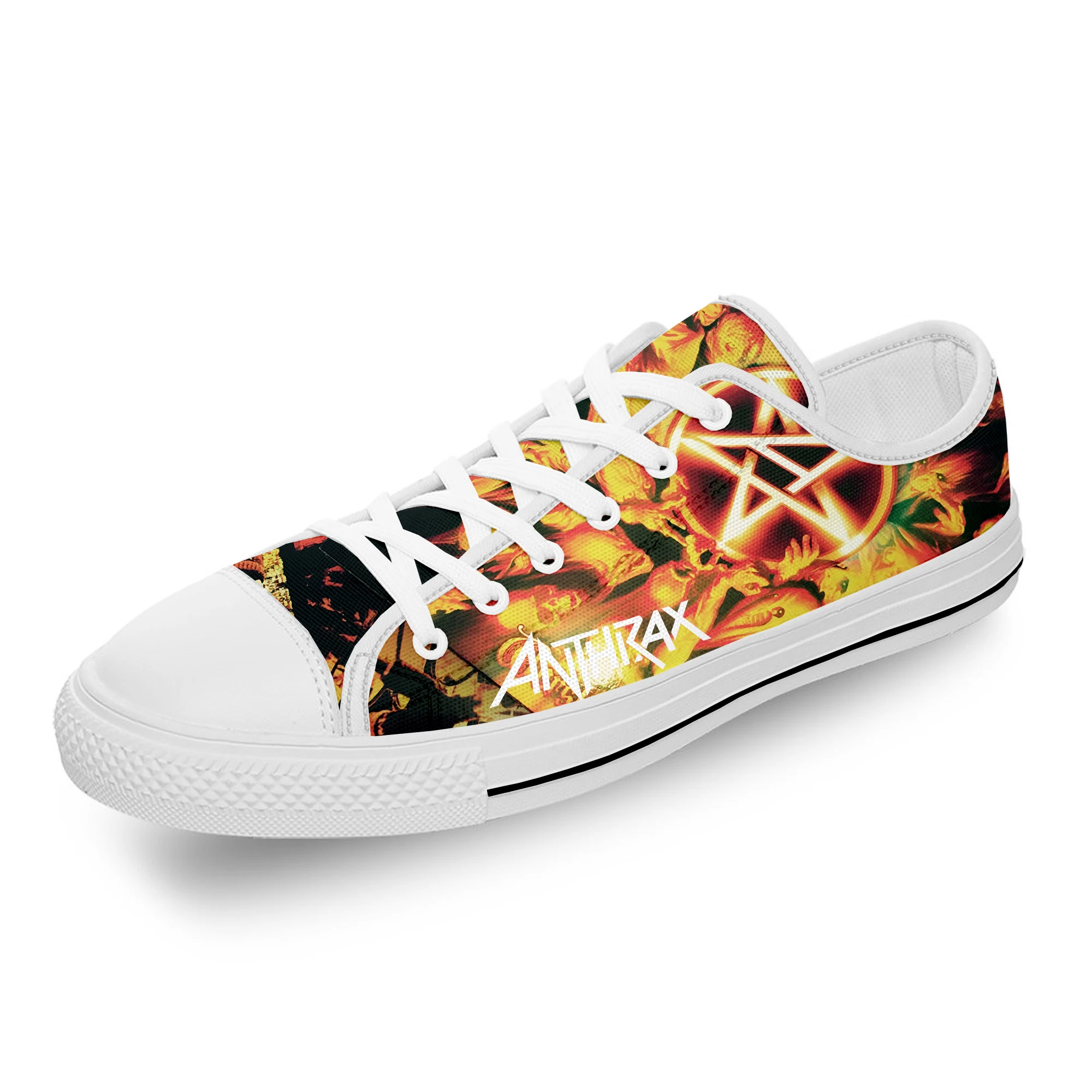 

Anthrax Rock Band Hot Cool White Cloth Fashion 3D Print Low Top Canvas Shoes Men Women Lightweight Breathable Sneakers