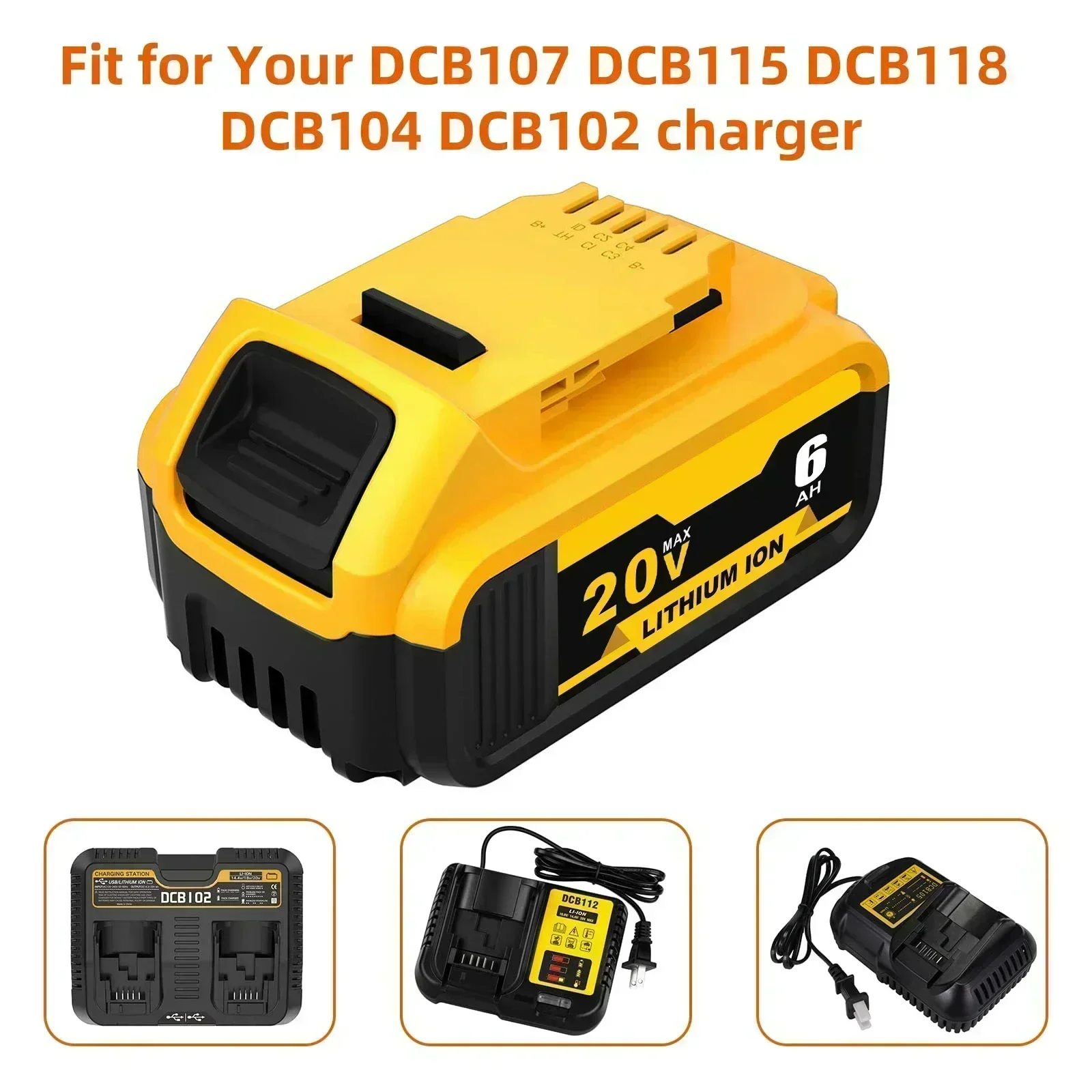 Сменная литиевая батарея 18 В совместимая с Dewalt 20 XR Max DCB206 DCB205-2 DCB204 DCB200 DCB201 DCB203 DCB185