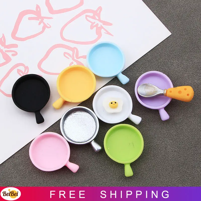 

100/200Pcs Simulation Kawaii 3D Resin Mini Pan Decoration Craft Flatback Cabochon For Mini Kitchen Dollhouse DIY Accessories