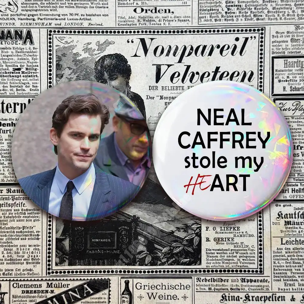 Набор из 2 металлических значков-пуговиц White Collar Neal & Peter Bromance для сумок, одежды и аксессуаров. Яркая коллекция. (art.: 3920db691fc27) - 3920db691fc27